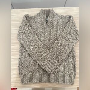 Boys Organic Half Zip Cable Sweater